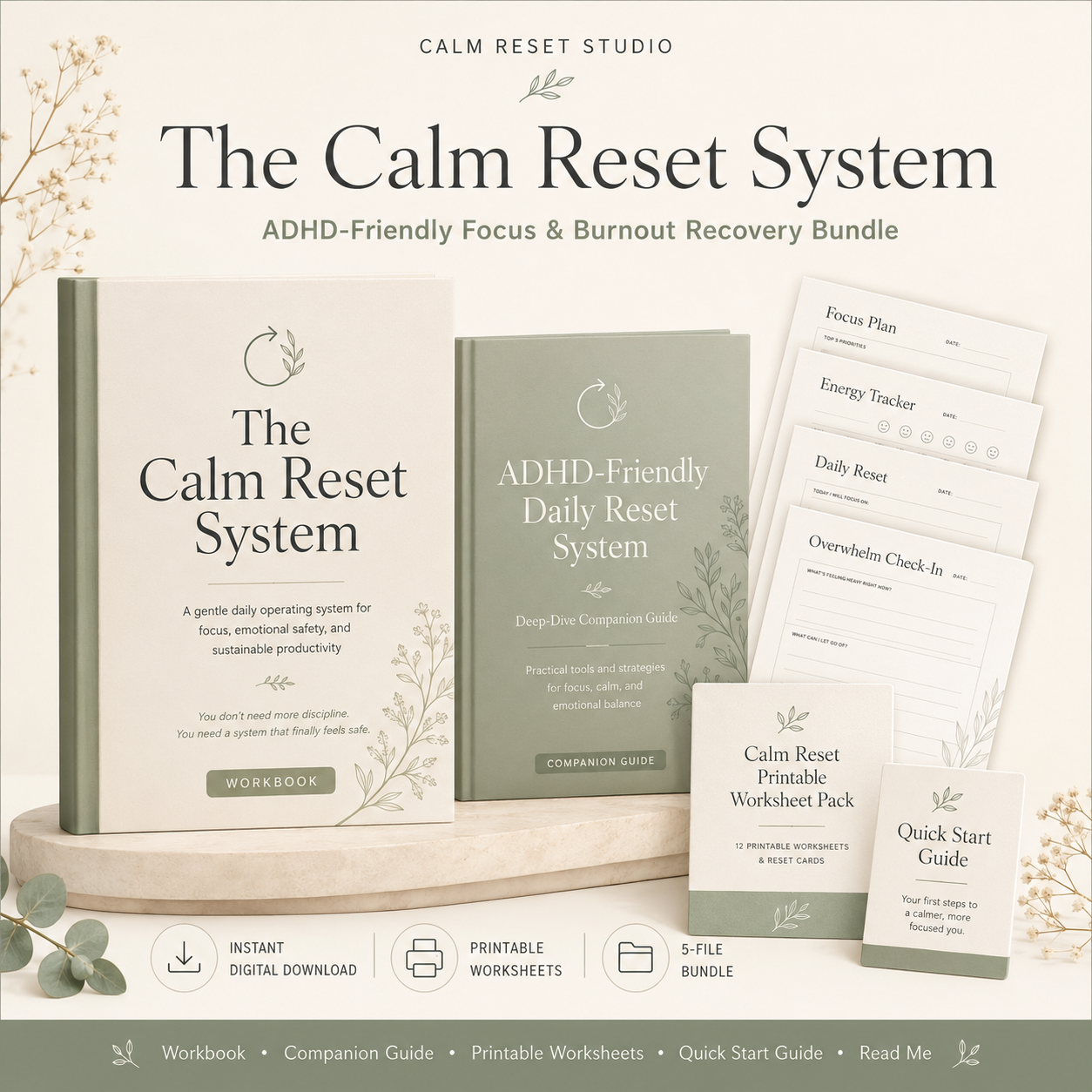 The Calm Reset System: ADHD-Friendly Focus & Burnout Recovery Bundle